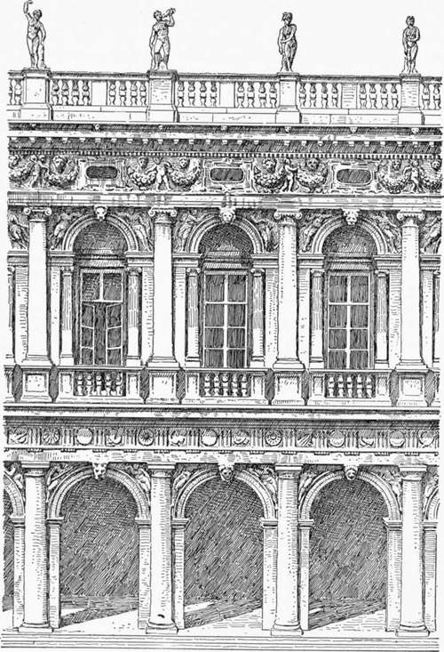 Part of facade of the Library of St. Mark.