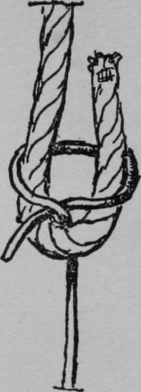 Becket hitch, for joining a cord and a rope.