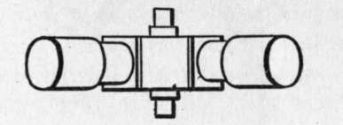 Engine with four cylinders radially arranged.