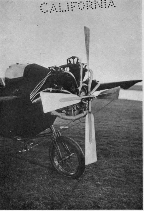 The motor and the propeller of a R. E. P. (Robert Esnault Pelterie) monoplane.