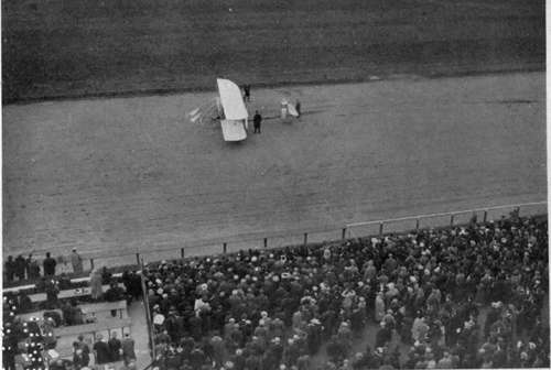 The new Wright biplane in which the horizontal or elevating rudder is mounted in the rear.
