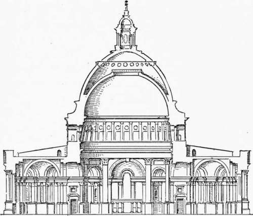 Section of Wren's rejected scheme for St. Paul's.