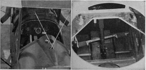 Forward cockpit of DeHaviland 4, showing instrument board.