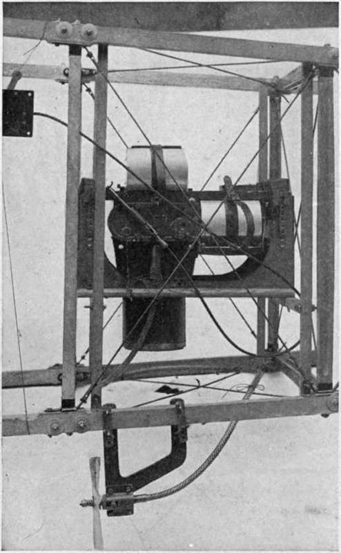 L camera and cradle mount in skeleton DeHaviland 4 fuselage, side view.
