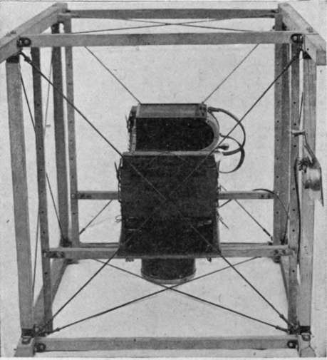 L camera and cradle mountin skeleton deHaviland 4 fuselage, front view.