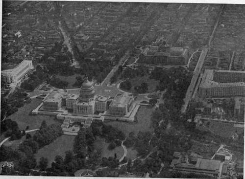 Oblique view of Capitol and Congressional Library, Washington.