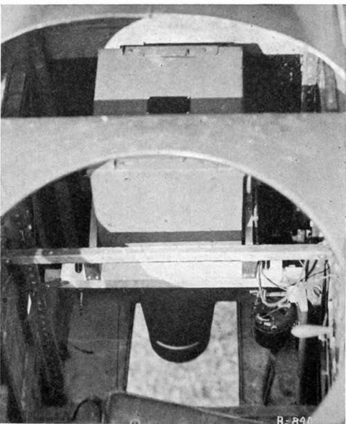 U. S. deRam camera and mount installed in photographic deHaviland 4 (Fig. 100). Viewed from above the observer's cockpit.