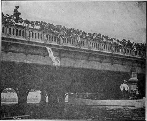 HOUDINI, manacled and chained, Diving head first off Queen's Bridge