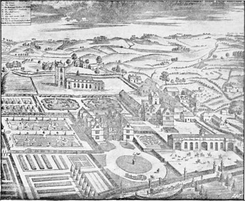 Ingestre, the seat of lord viscount chetwynd, from plot's staffordshire. first edition, l686.