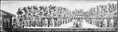 Orangerie at chiswick. from an engraving ey rocque, 1736.