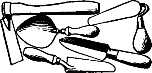 DIFFERENT FORMS OF TROWELS.