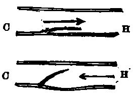 Diagram to illustrate the mode of action of the valves of the veins.