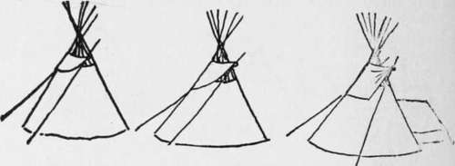 Chipewyan teepees with separate smoke flap.
