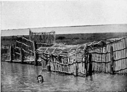 Fish trap on the danube-our boatman trying to get A fish for dinner