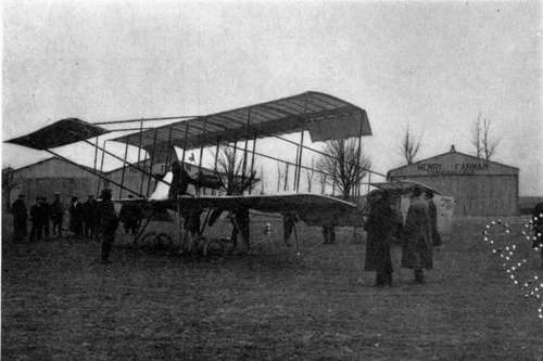 The Farman biplane. The ailerons are the flaps on the planes.