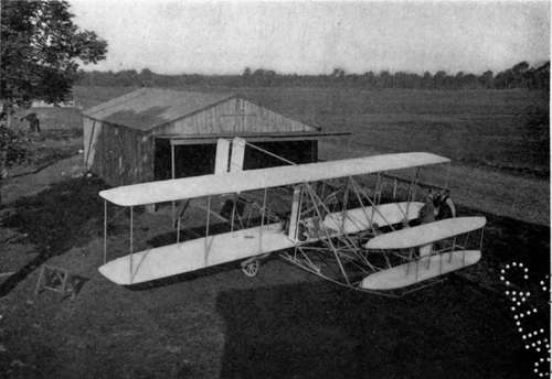 The first type of Wright biplane, showing the general disposition of the main planes.